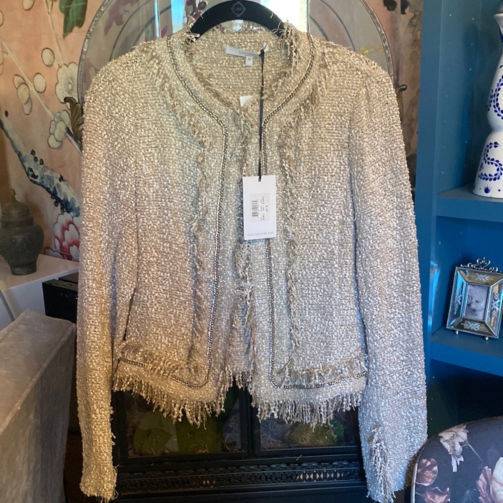 NWT Santorelli Tweed Fringe Jacket